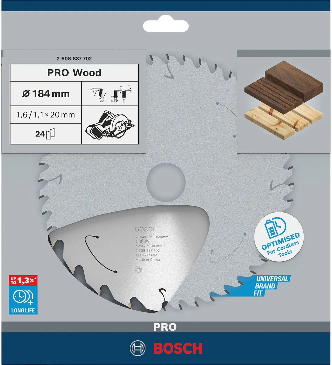 Bosch Professional PRO Wood Zaagblad 184mm - 48 Tanden - afbeelding 6 van 6