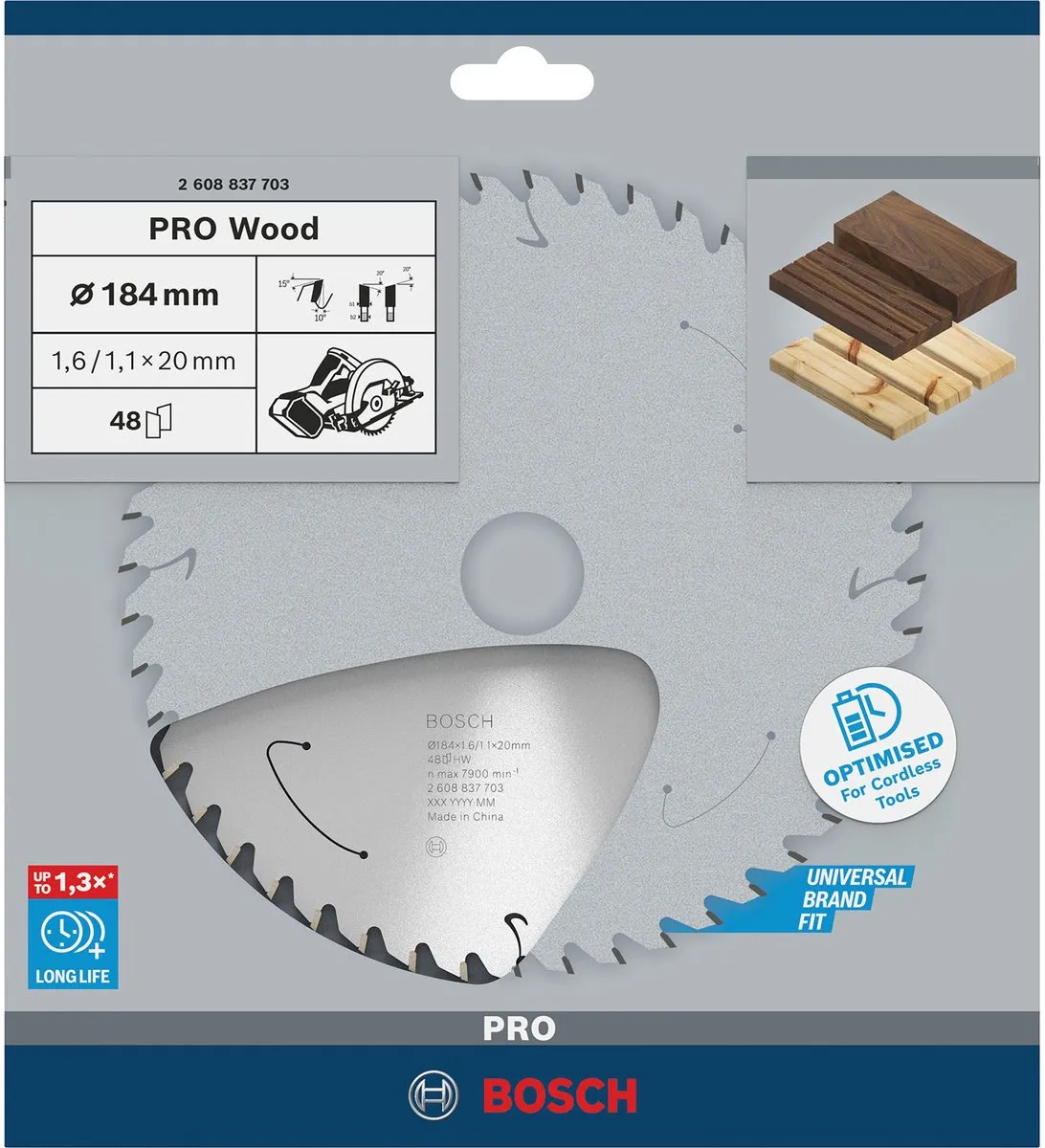 Bosch Professional PRO Wood Zaagblad 184mm - 48 Tanden