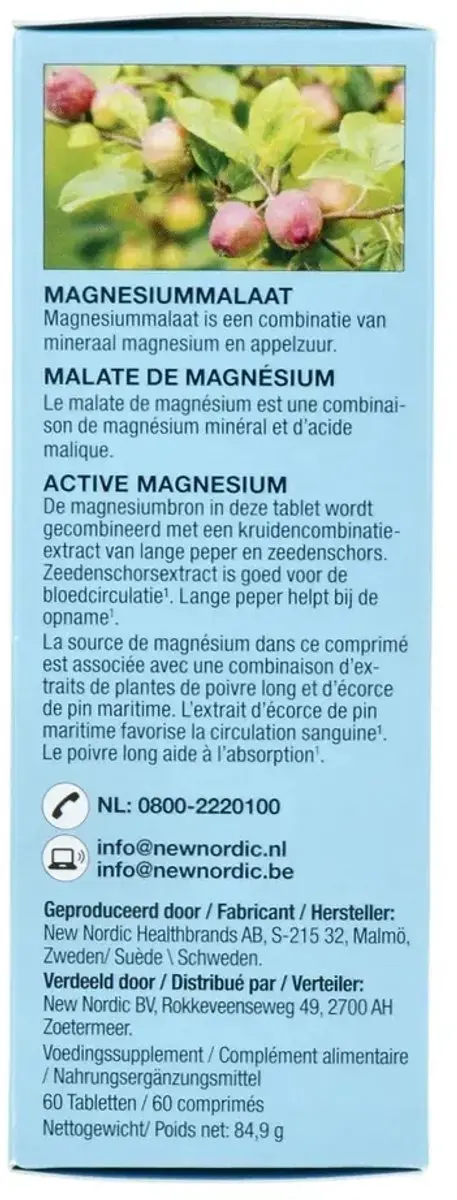New Nordic Active Magnesium Malate Tabletten 60 Stuks