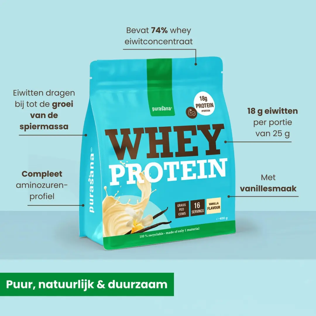 Purasana Whey Protein Poeder - 400g - Vanille
