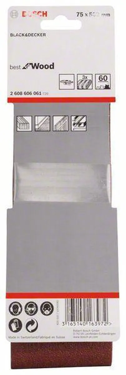 Bosch Professional 3 Schuurbanden 75x508mm - Houten vloeren