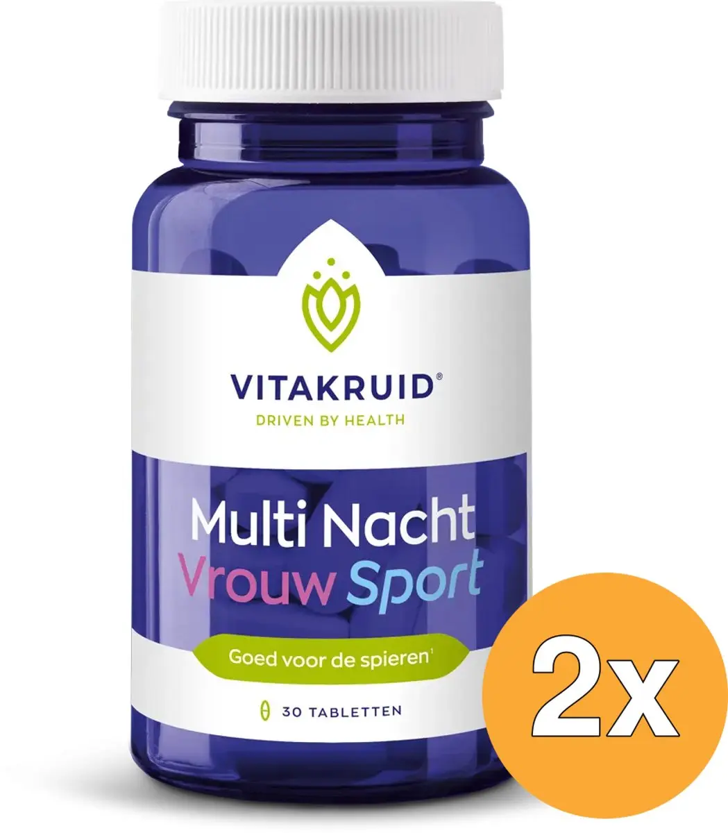 2x Vitakruid Multi Nacht Vrouw Sport 100% Vegan (30 tabletten)