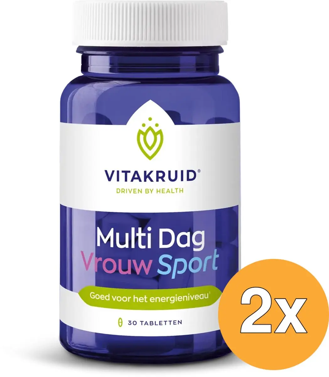 2x Vitakruid Multi Dag Vrouw Sport 100% Vegan (30 tabletten)
