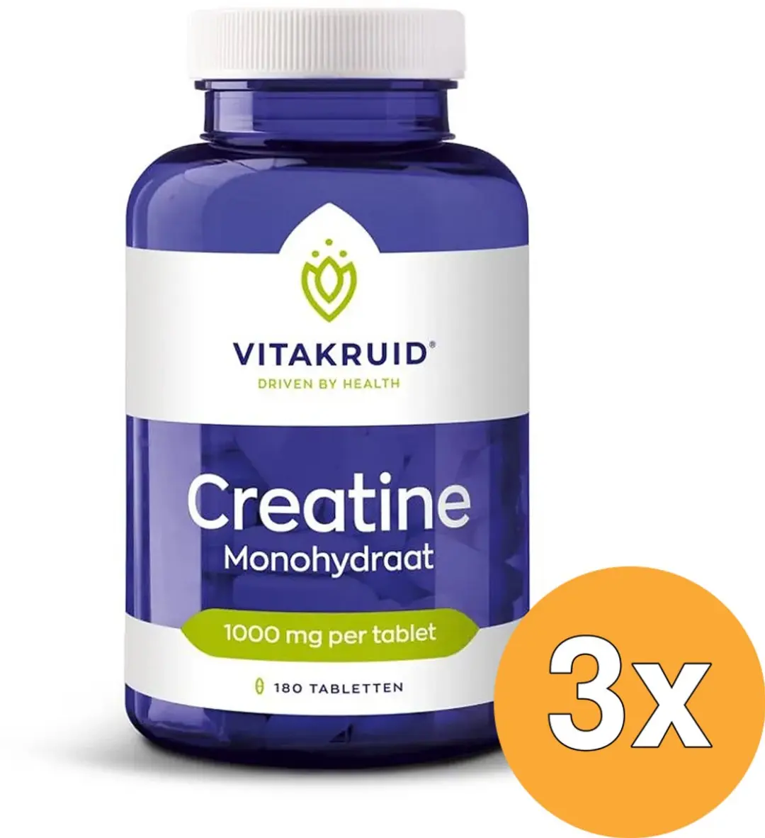 3x Vitakruid Creatine Monohydraat 1000mg (180 tabletten)