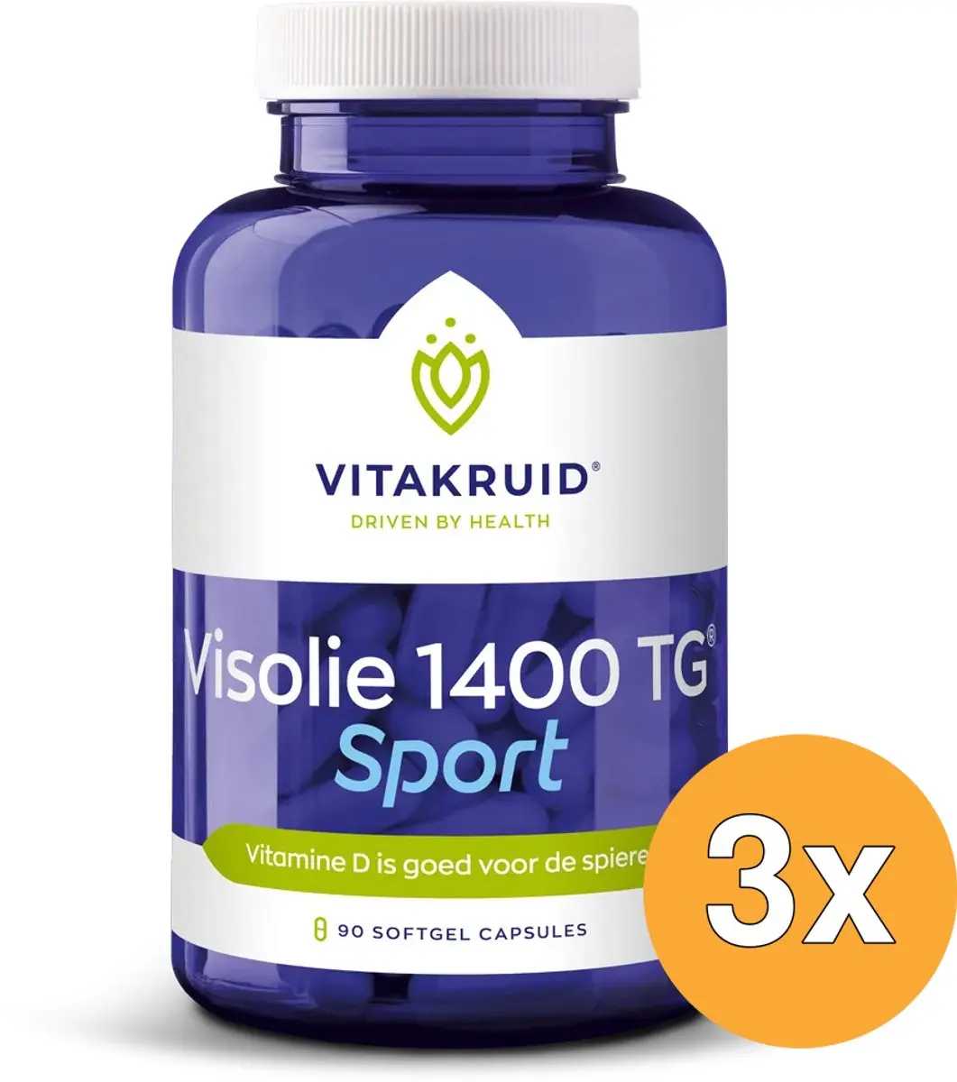 3x Vitakruid Visolie 1400 Sport Triglyceriden EPA 40% DHA 20% (90 softgels)