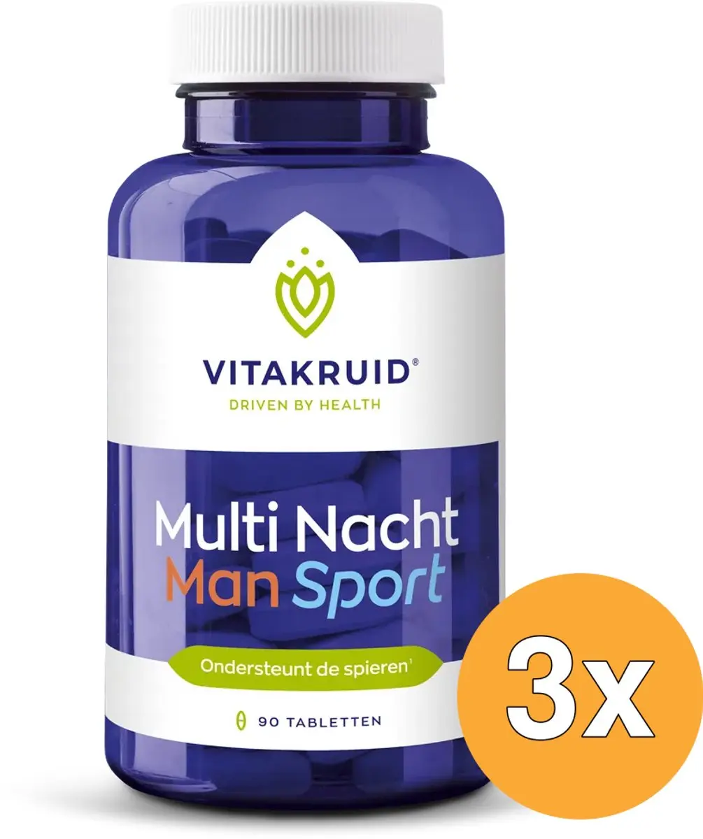 3x Vitakruid Multi Nacht Man Sport 100% Vegan (90 tabletten)