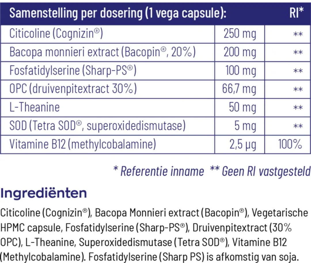 Vitakruid Geheugenformule 120 Vegancapsules - 2 Stuks - afbeelding 5 van 6