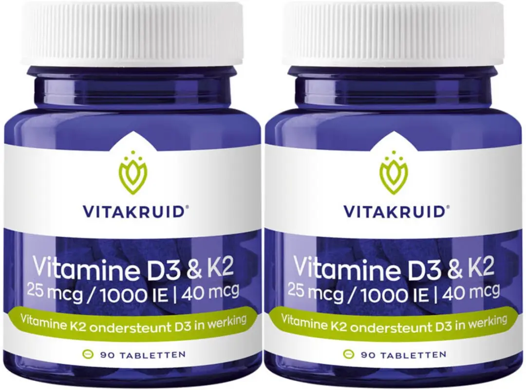 Vitakruid Vitamine D3 K2 180 tabletten - 2x90