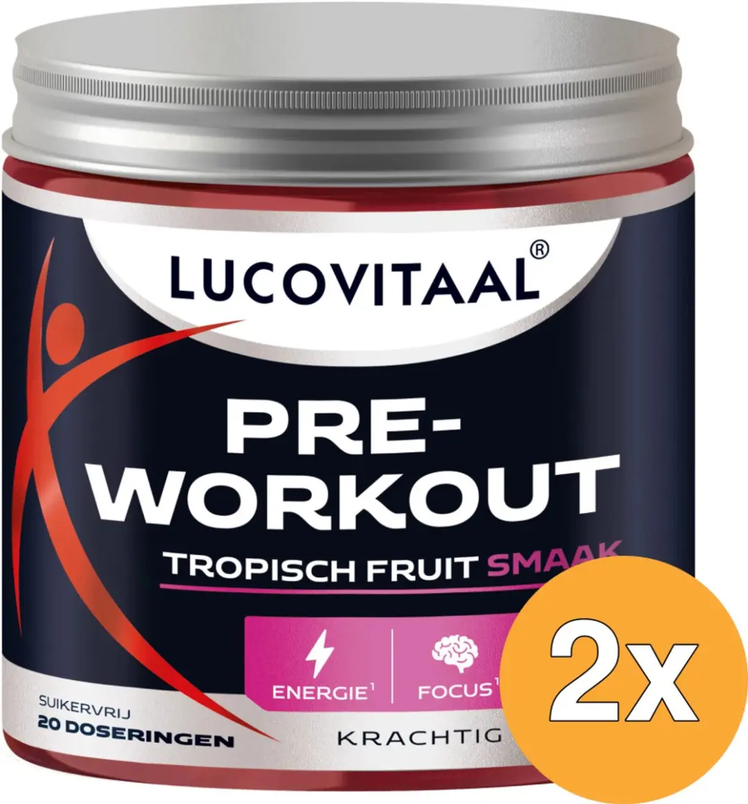 2x Lucovitaal Pre-Workout Tropisch Fruit Vegan (200 gr)
