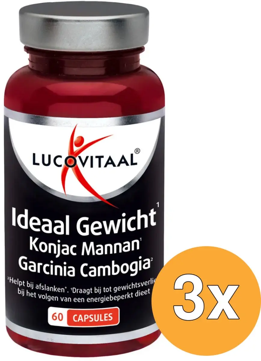 3x Lucovitaal Ideaal Gewicht Konjac Mannan Garcinia Cambogia (60 capsules)