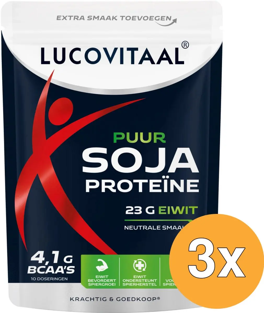 3x Lucovitaal Proteïne Soja poeder Puur (Vegan) (250 gr)