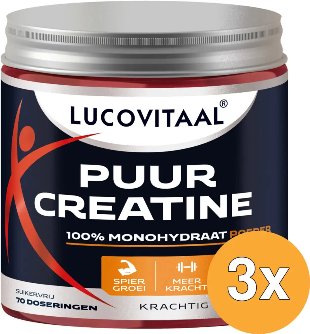 3x Lucovitaal Creatine poeder Puur Vegan (210 gr)