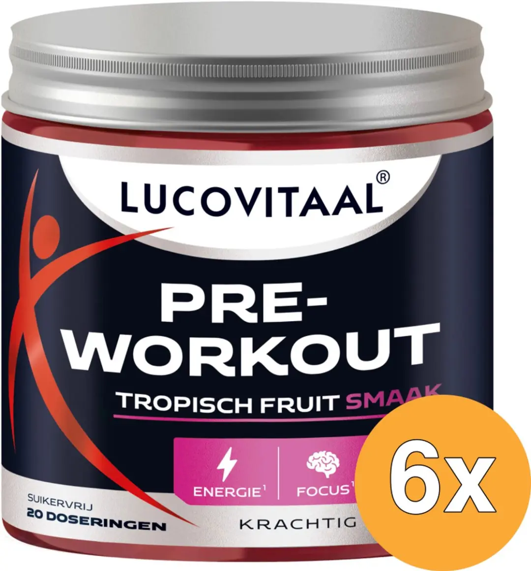 6x Lucovitaal Pre-Workout Tropisch Fruit Vegan (200 gr)