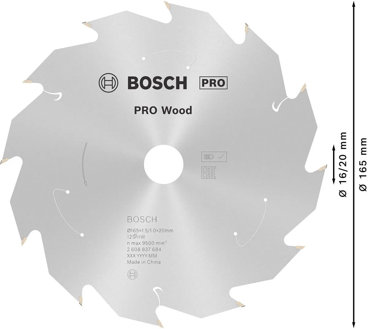 Bosch Professional Wood Accuzaagblad 165x1,5x20mm - 12 Tanden - afbeelding 4 van 5