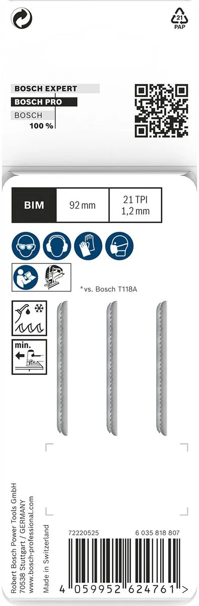 Bosch Professional PRO METAL T121AFC Zaagbladen 92mm - 3 Stuks