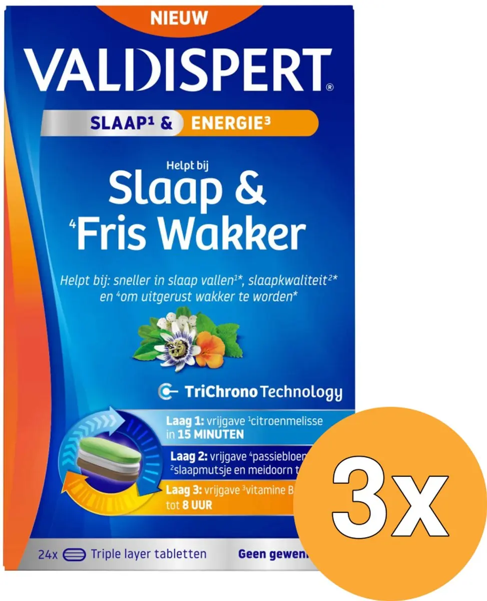 3x Valdispert Slaap & Fris Wakker (24 Tabletten)
