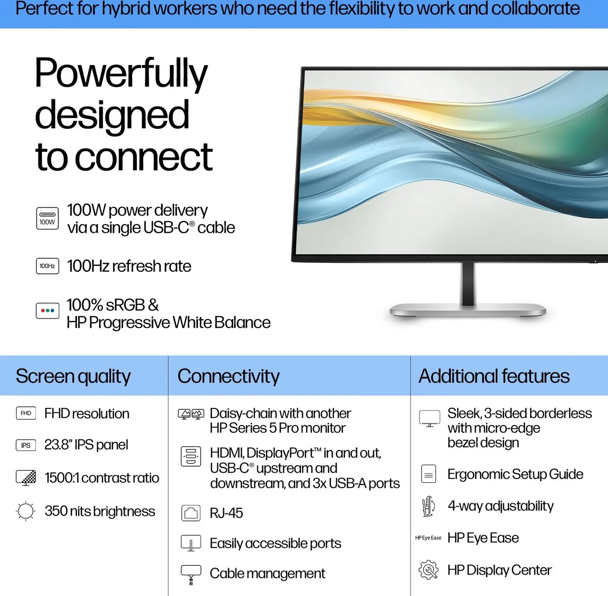 HP Series 5 Pro 23.8 Monitor - FHD - USB-C 100W