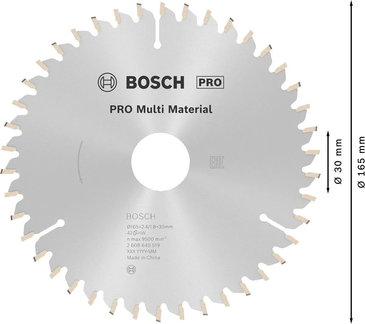 Bosch Professional Cirkelzaagblad CIRKZB MULTI 165X30/20X2,4 42T - Ø165mm