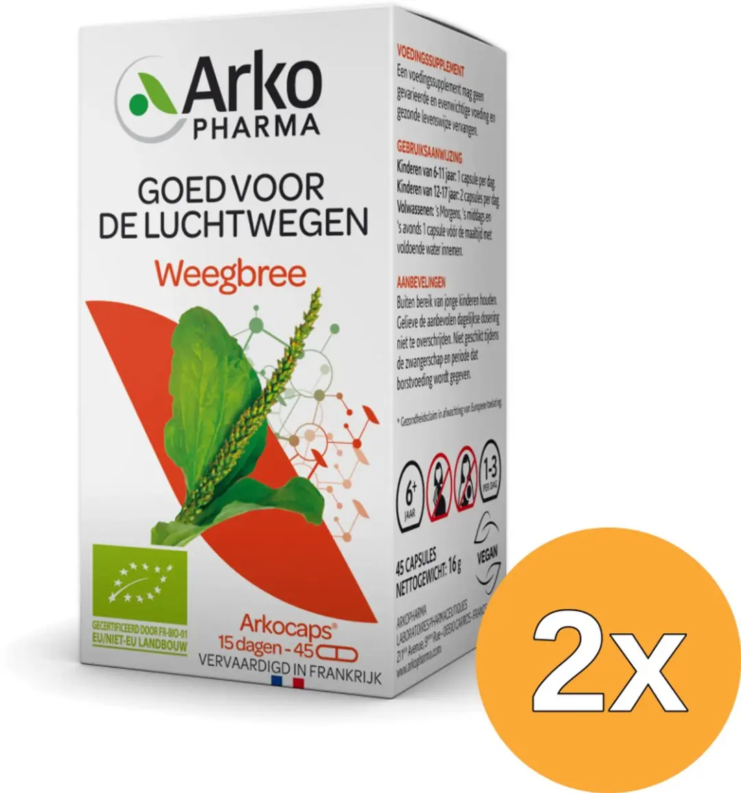 2x Arkocaps Weegbree bio (45 capsules)