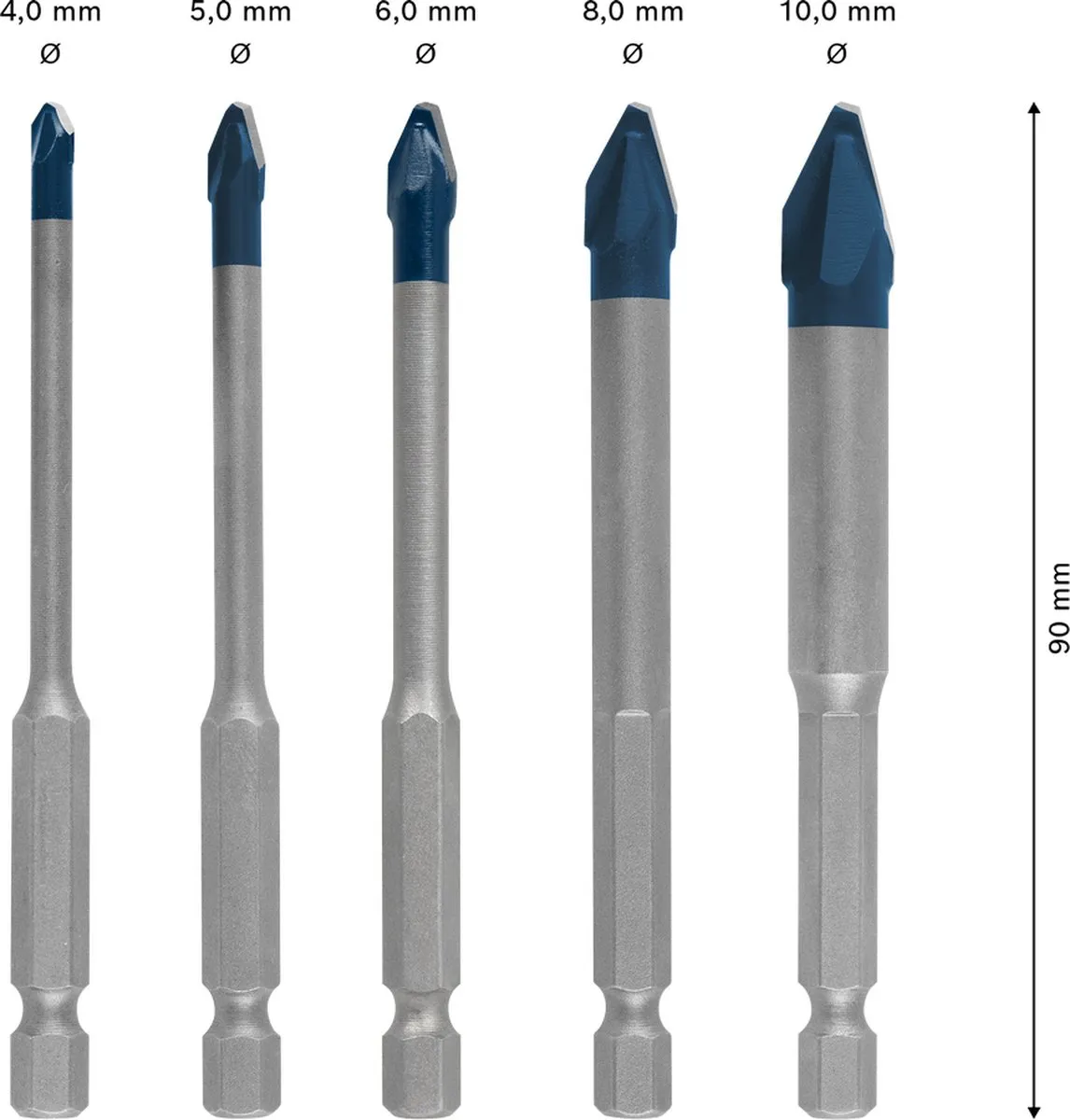 Bosch Professional EXPERT HEX-9 HardCeramic Tegelboorset 5-delig 4-10mm