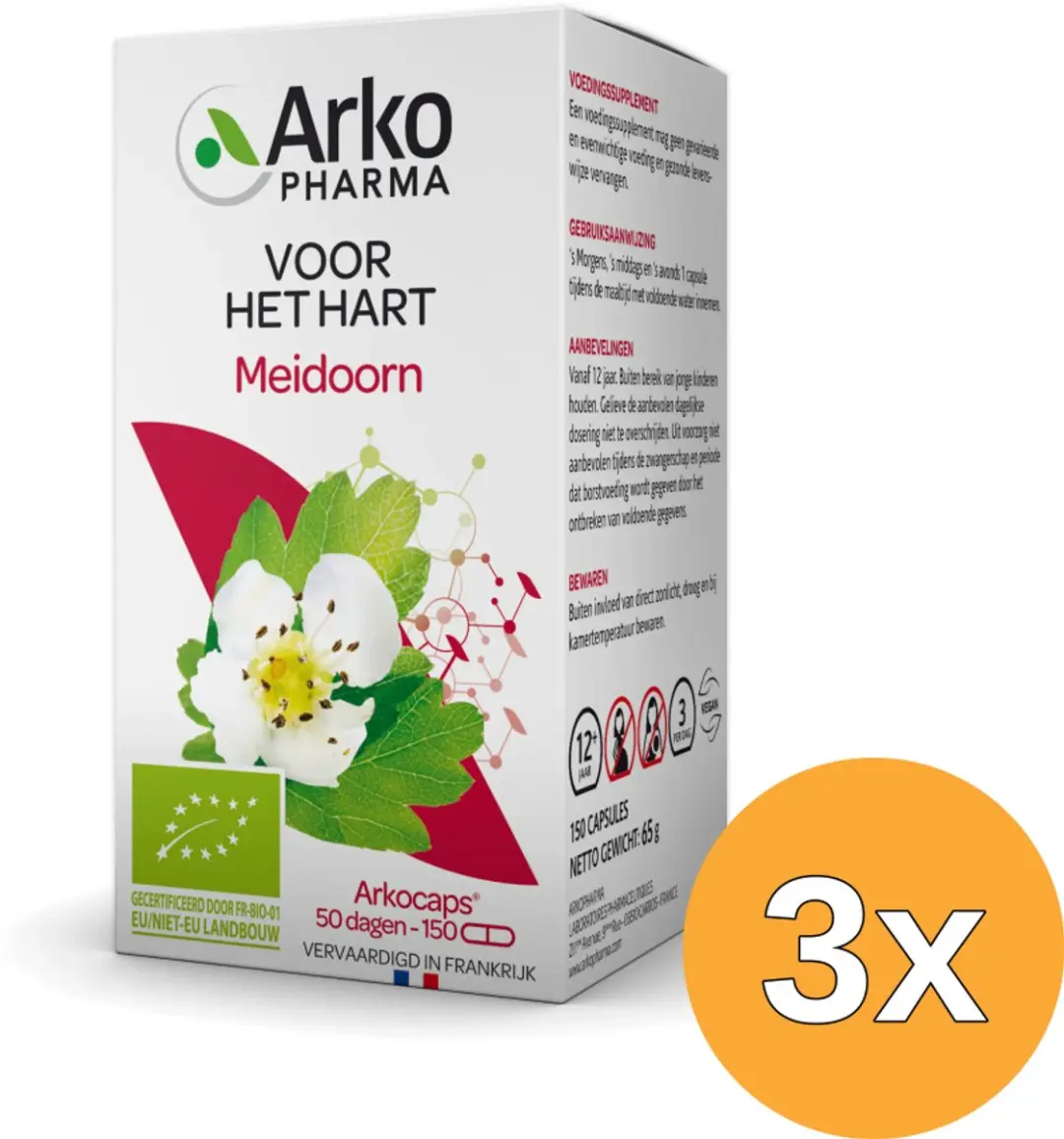3x Arkocaps Meidoorn Bio (150 capsules)