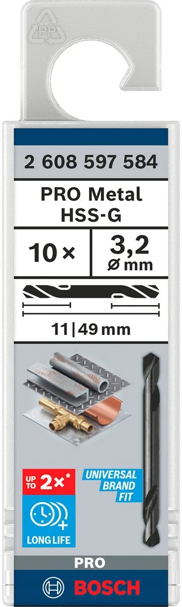 Bosch Professional HSS-G DUBBELBOOR 3.2mm - 10 Stuks - afbeelding 4 van 6
