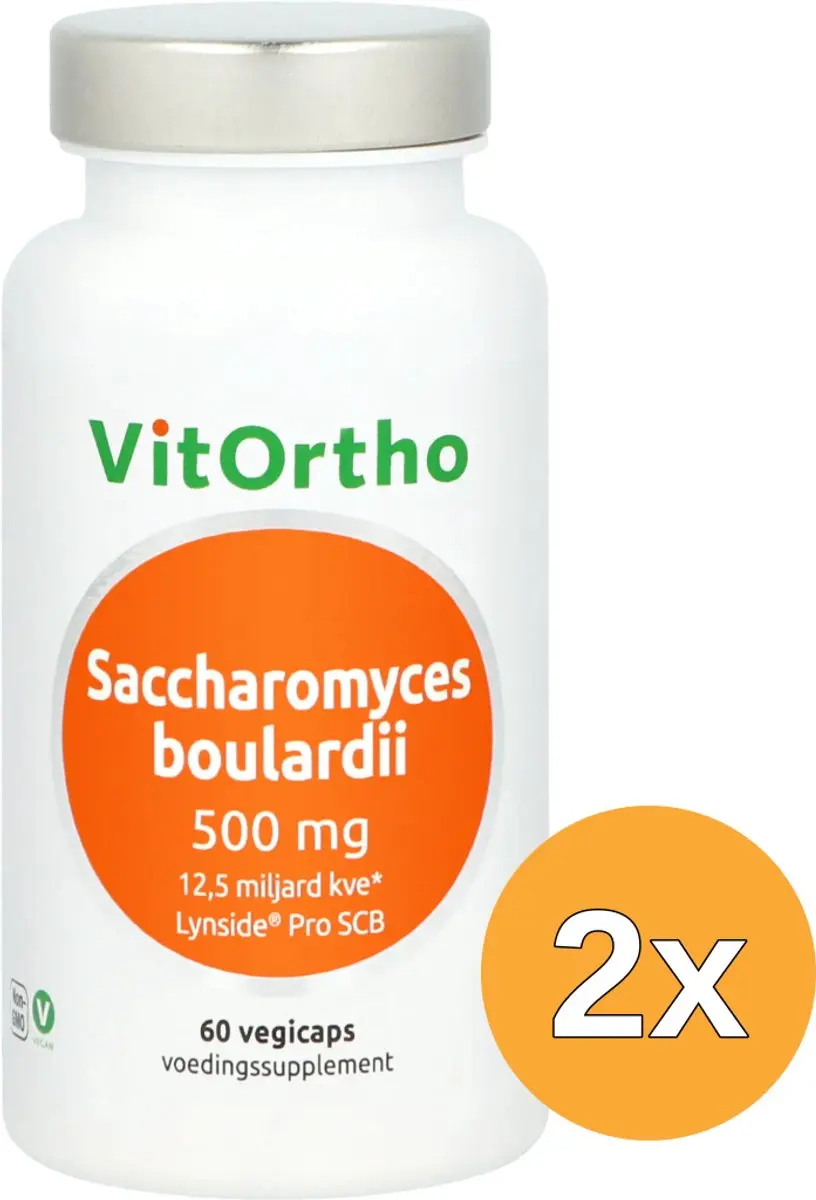 2x VitOrtho Saccharomyces Boulardii 500 mg (60 vega capsules)