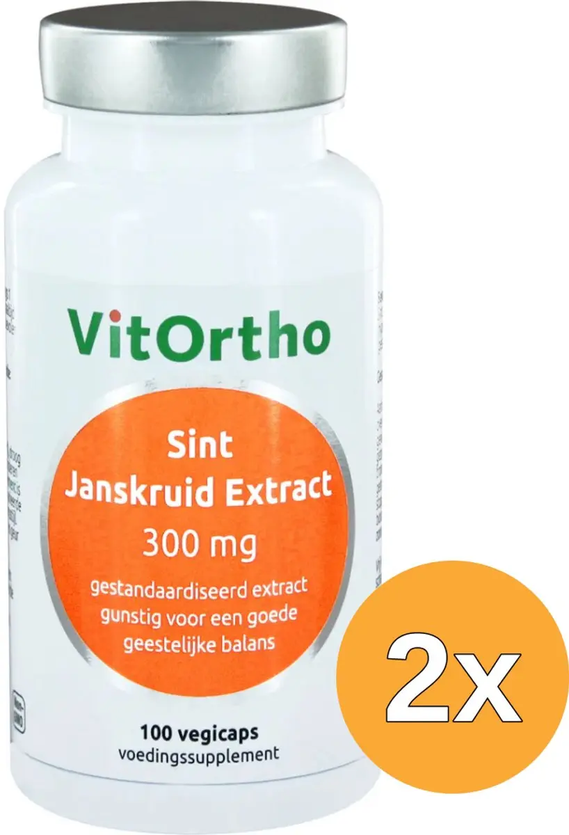 2x VitOrtho Sint Janskruid extract 300 mg (100 vega capsules)