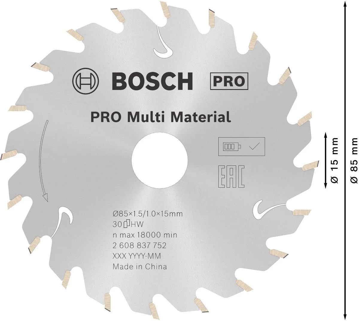 Bosch Professional Multi Material Accuzaagblad 85x1,5mm Metaal - 2608837752