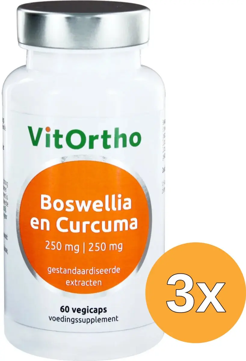 3x VitOrtho Boswellia 250 mg en curcuma 250 mg (60 vega capsules)