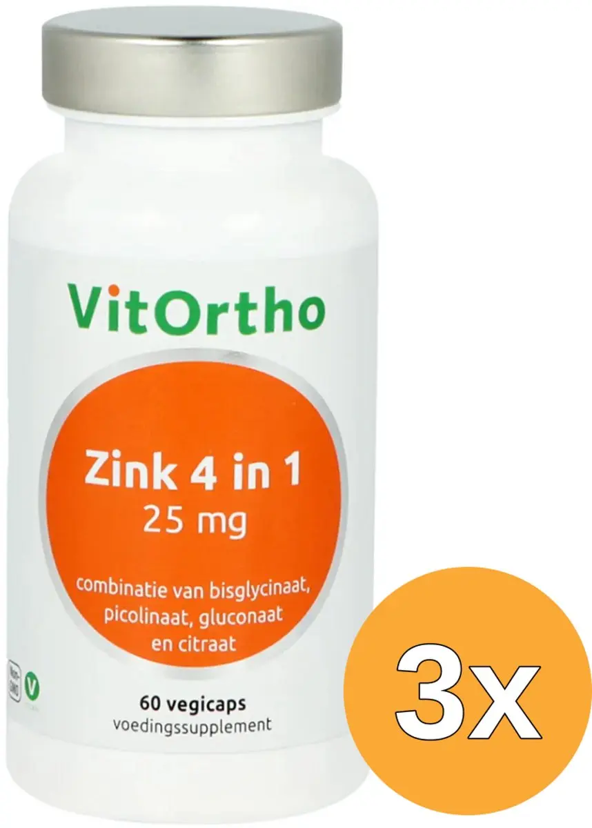 3x VitOrtho Zink 4-in-1 (60 vega capsules)