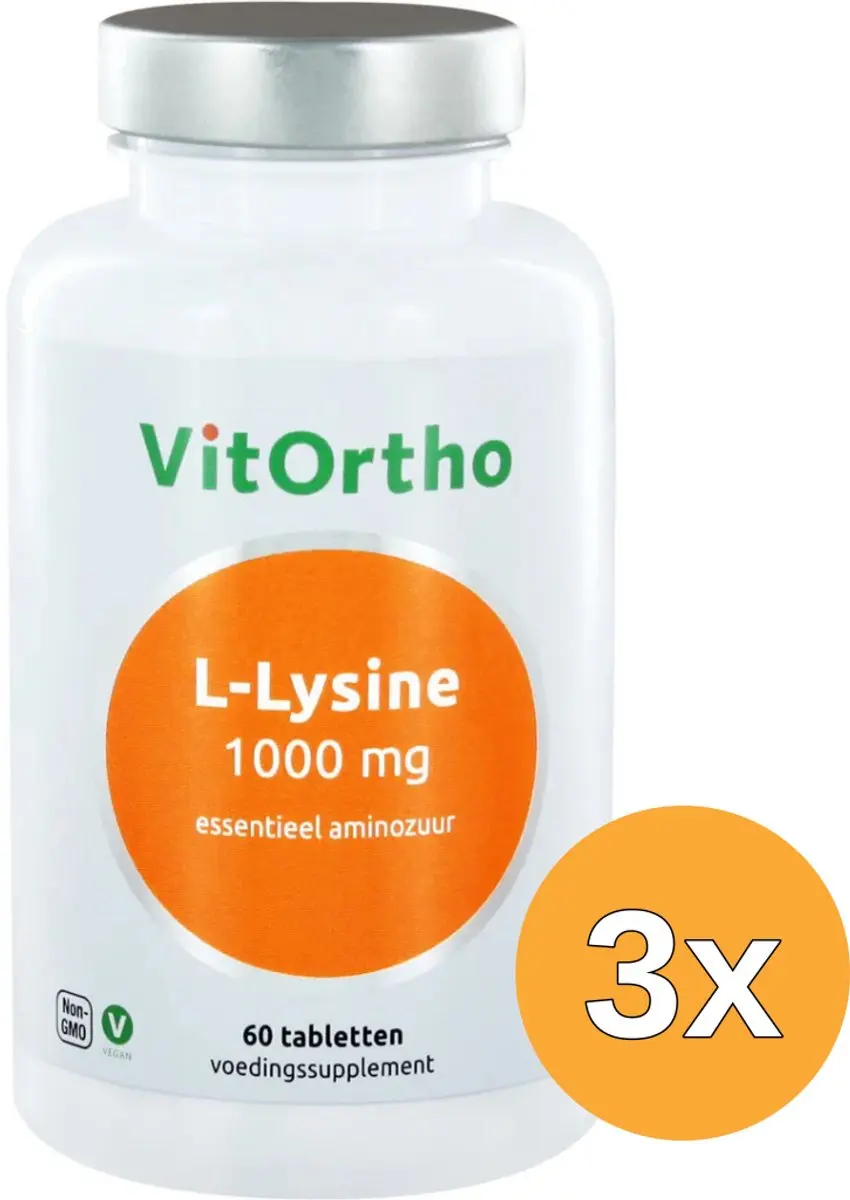 3x VitOrtho L-lysine 1000 mg (60 tabletten)