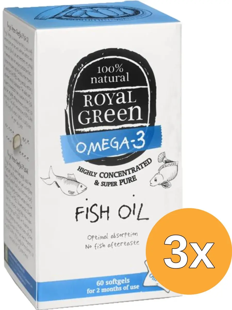3x Royal Green Omega 3 Visolie (60 Softgels)