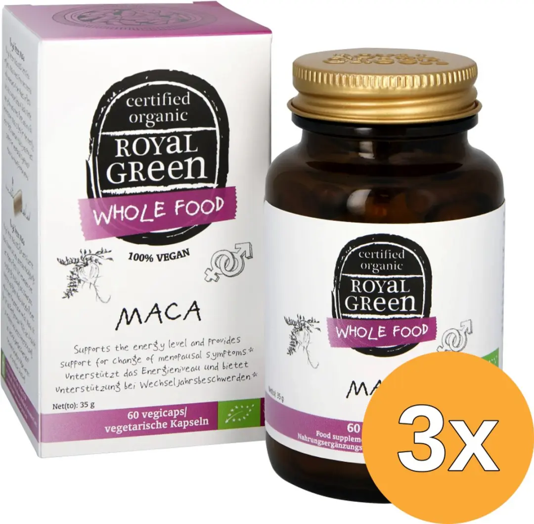 3x Royal Green Maca bio (60 vega capsules)