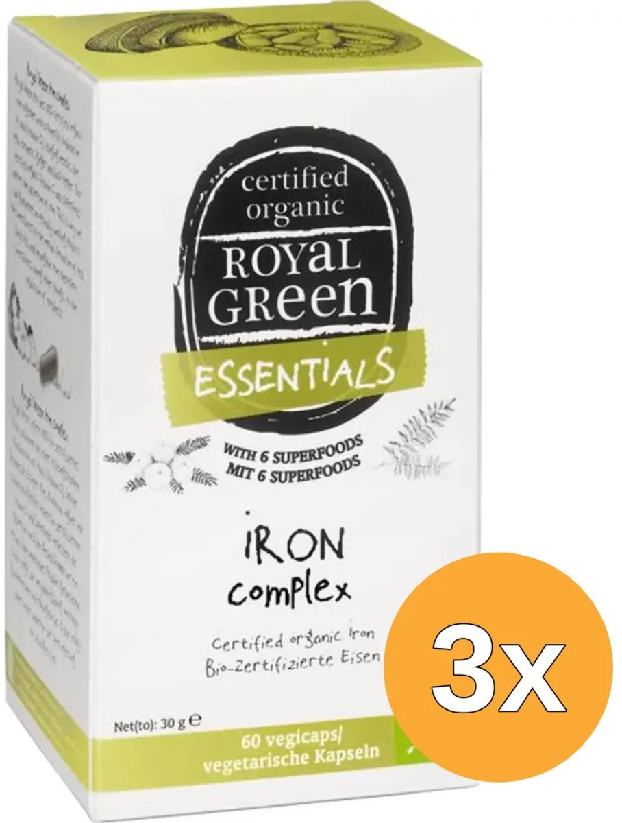 3x Royal Green Iron complex (60 vega capsules)