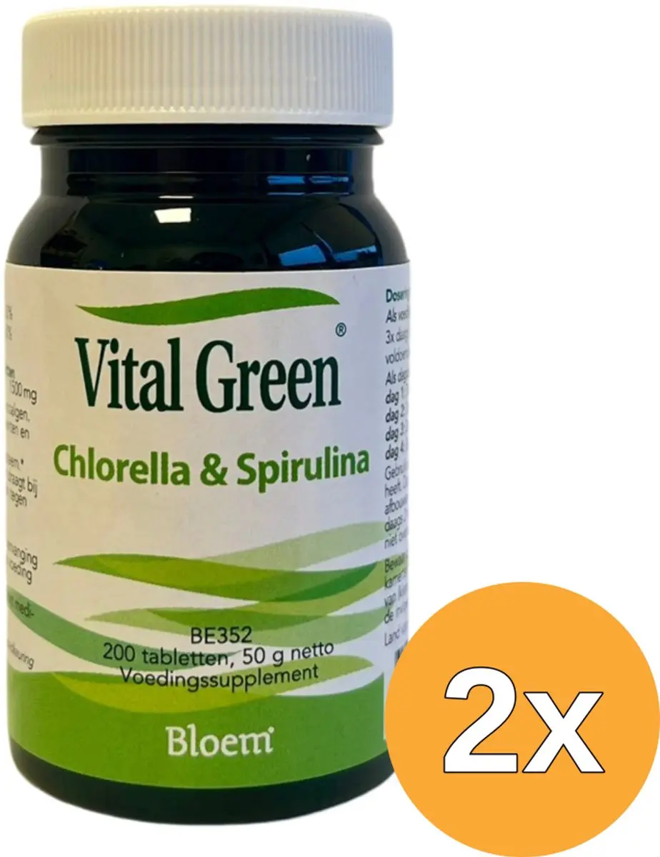 2x Bloem Chlorella & Spriulina Vitalgreen (200 tabletten)