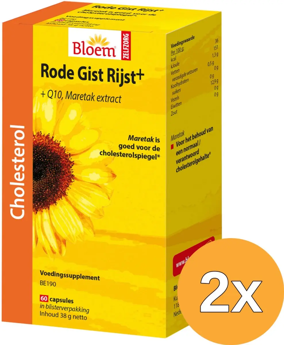 2x Bloem Rode Gist Rijst + (60 capsules)
