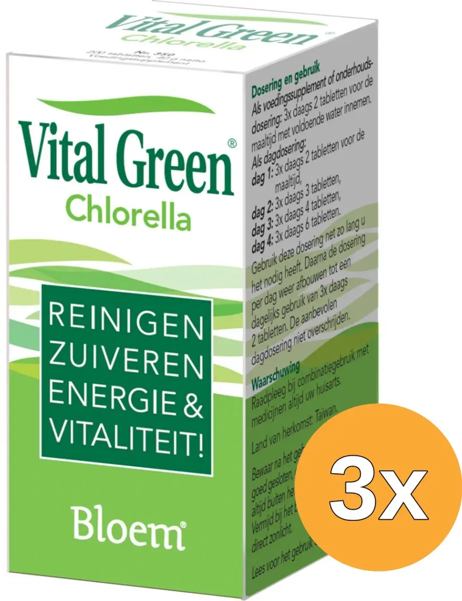 3x Bloem Chlorella Vitalgreen (200 tabletten)