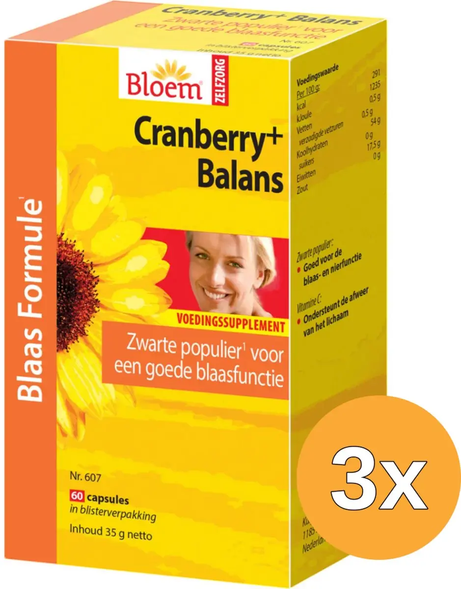 3x Bloem Cranberry+ Balans (60 capsules)