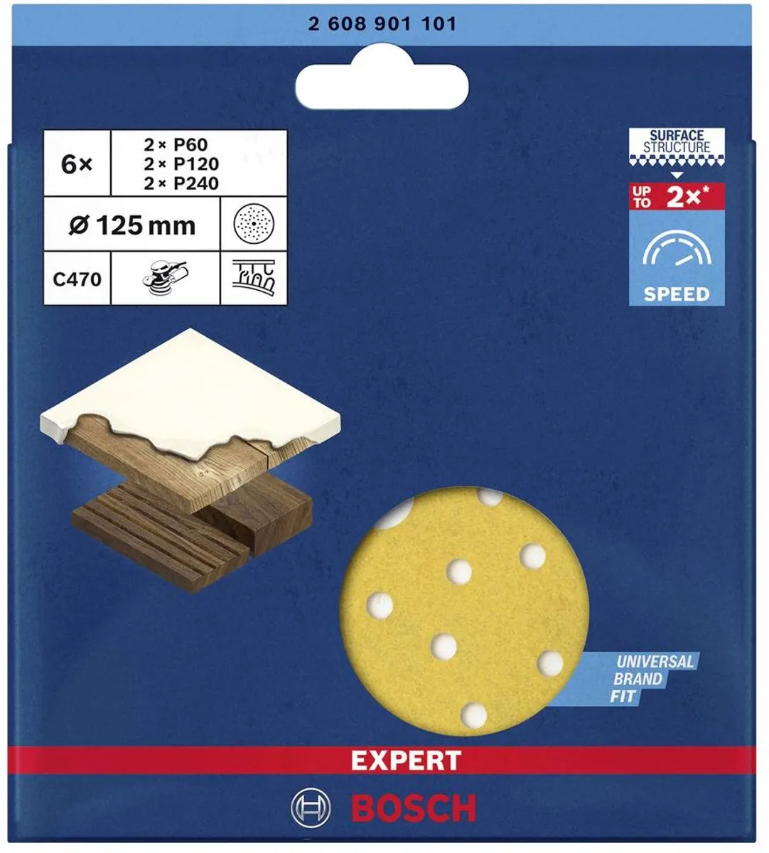 Bosch Professional EXPERT C470 Excenterschuurpapierset - 6 Stuks - Ø125mm - Korrel 60/120/240