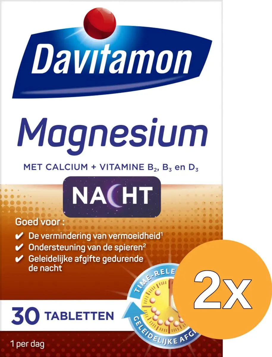 2x Davitamon Magnesium voor de Nacht (30 tabletten)