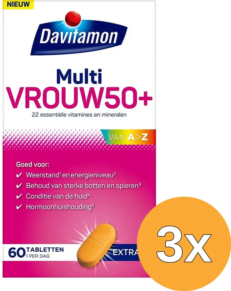 3x Davitamon Multi Vrouw 50+ (60 tabletten)