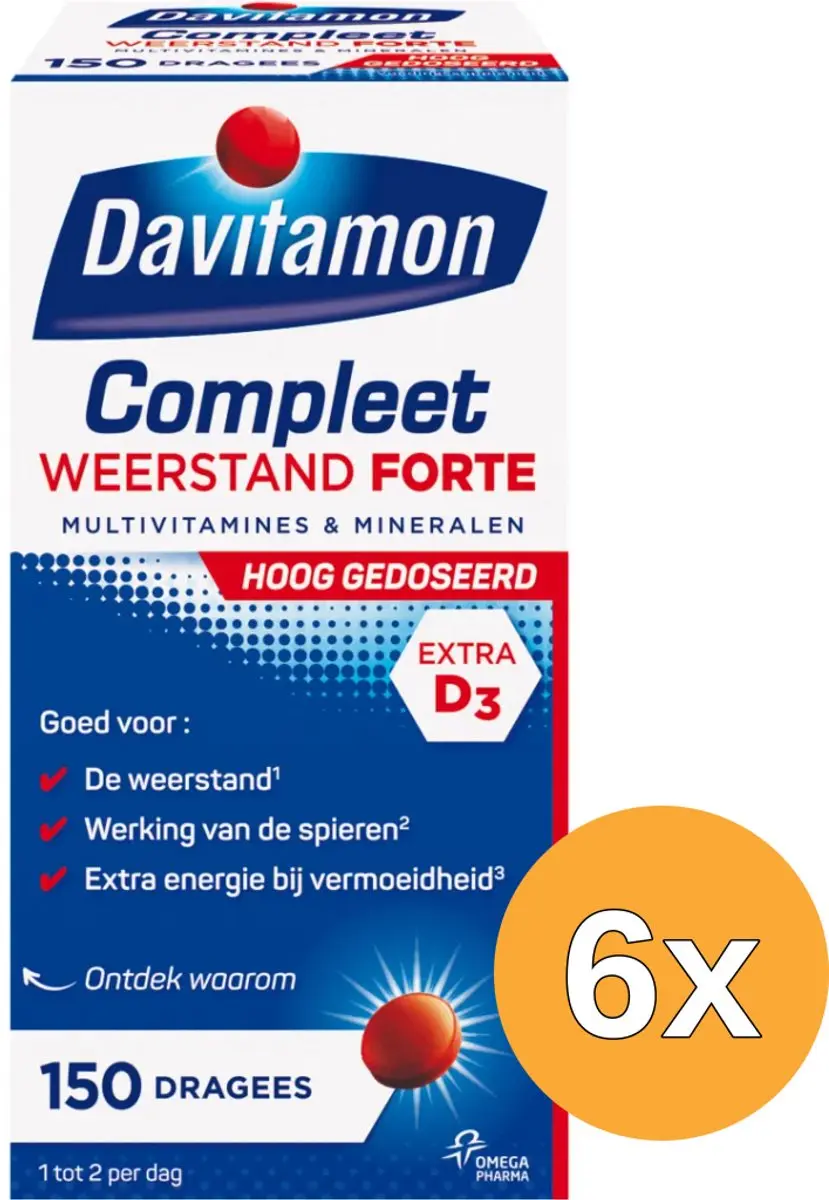 6x Davitamon Compleet weerstand forte (150 dragees)