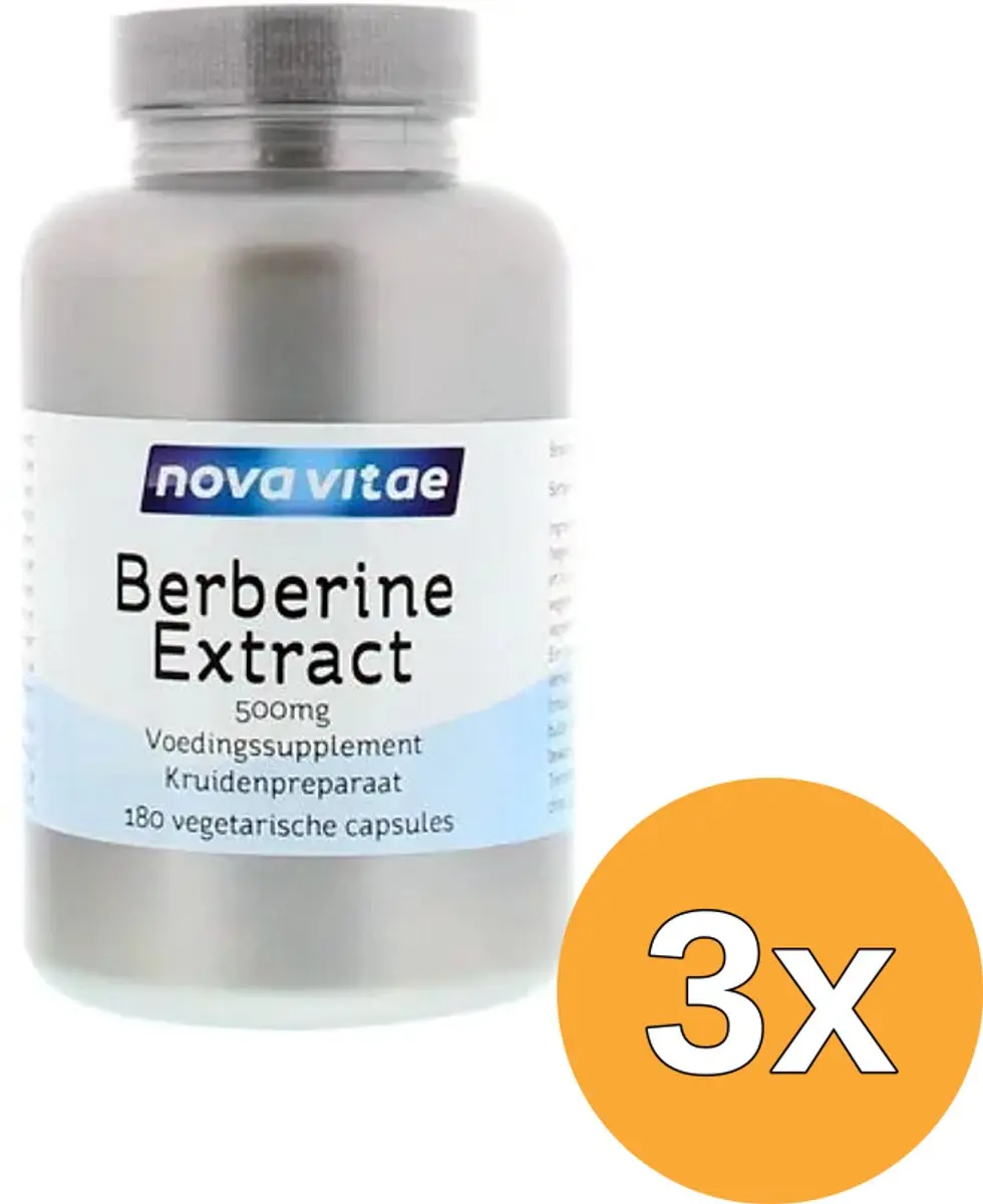 3x Nova Vitae Berberine Hci Extract 500 Mg (180 capsules)