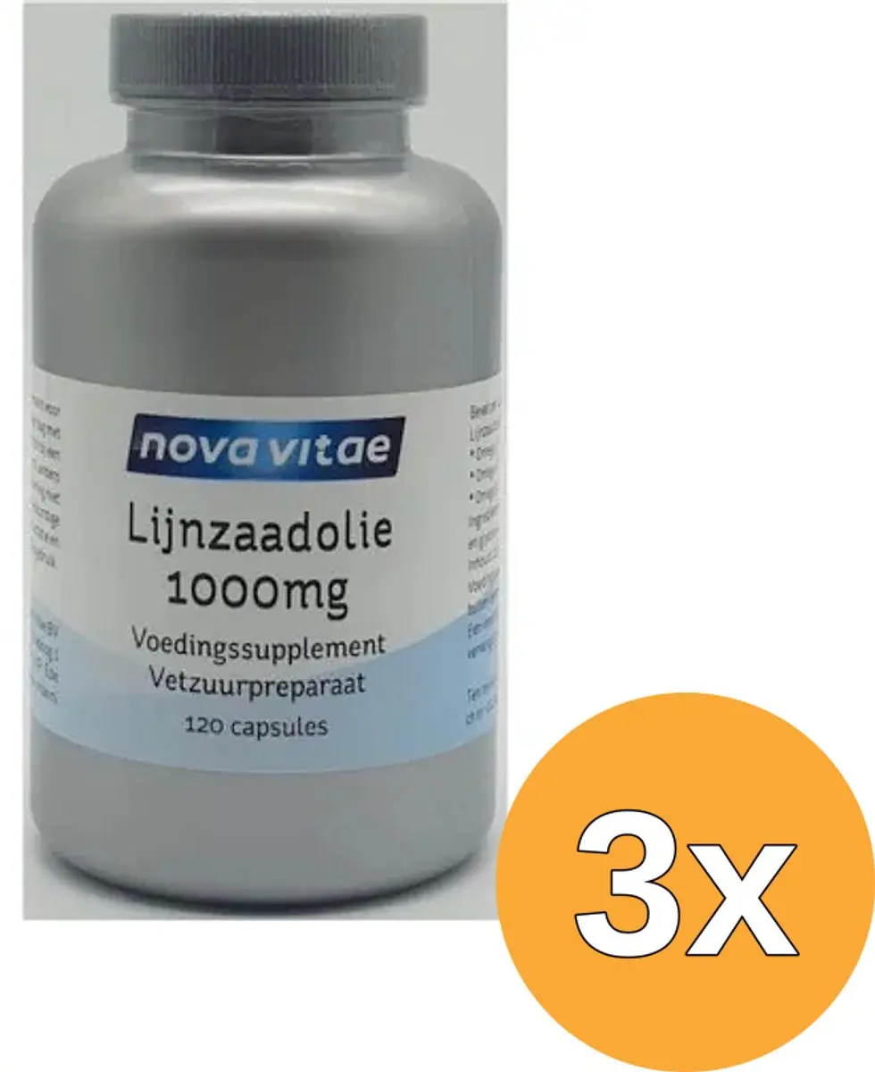 3x Nova Vitae Lijnzaadolie 1000 Mg Puur (120 capsules)