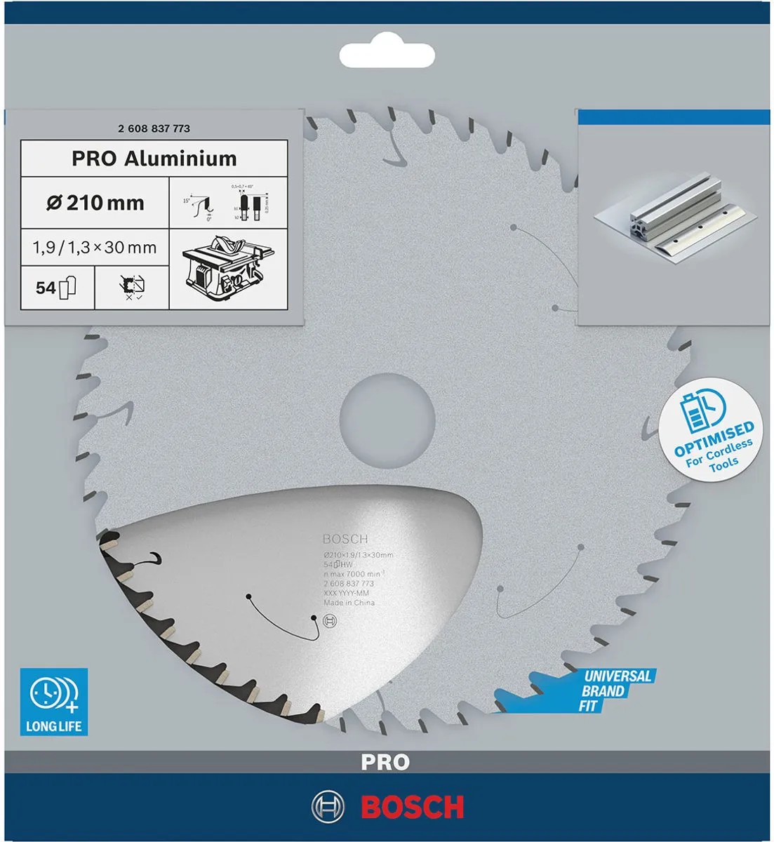Bosch Professional 2608837773 Cirkelzaagblad 210mm - 54T - Aluminium - afbeelding 4 van 6