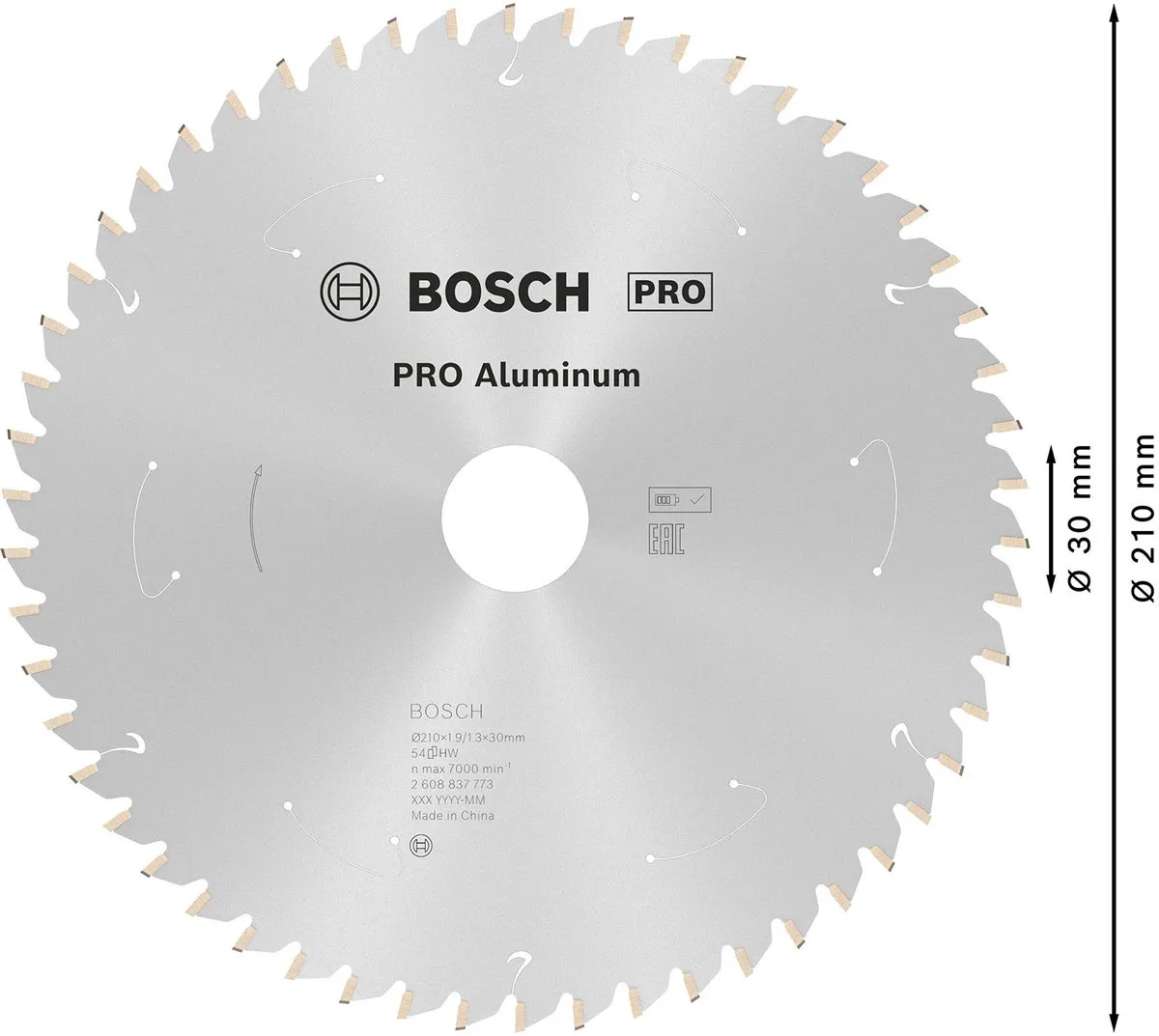 Bosch Professional 2608837773 Cirkelzaagblad 210mm - 54T - Aluminium - afbeelding 3 van 6