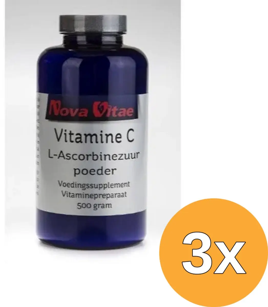 3x Nova Vitae Vitamine C ascorbinezuur poeder (500 gr)