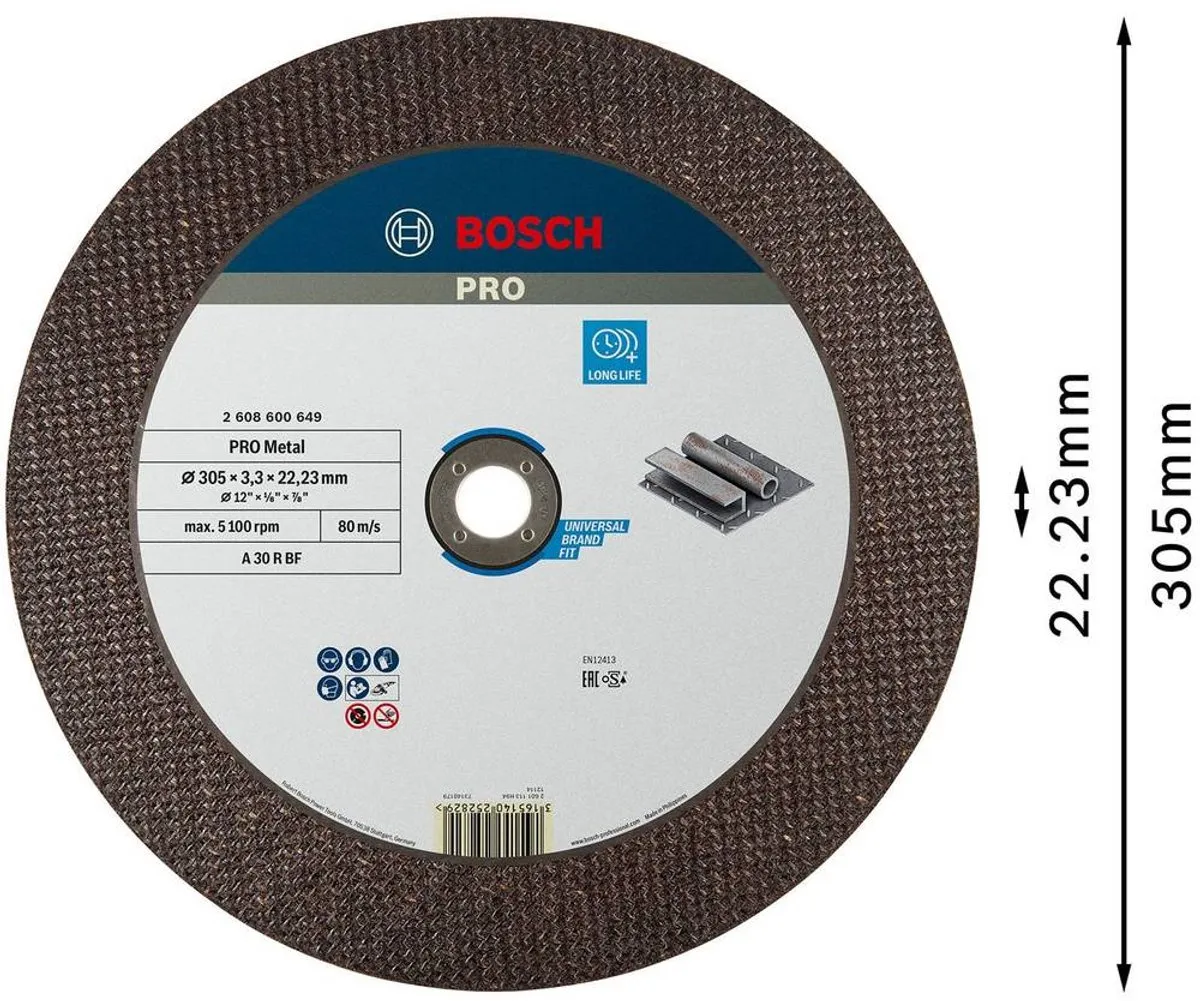 Bosch Professional DSS Recht Metaal Slijpschijf 300x3,2mm