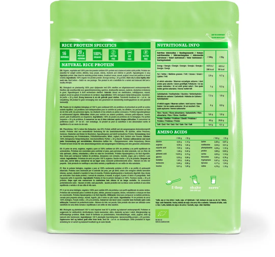 Purasana Rice Protein Powder Natural 400g - afbeelding 5 van 6